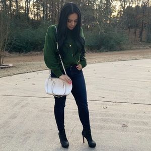 H&M green sweater with gold detail